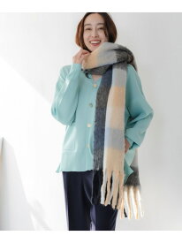 パネルチェックマフラー/591466 Elura エルーラ ファッション雑貨 マフラー・ストール・ネックウォーマー ブルー ベージュ【送料無料】[Rakuten Fashion]