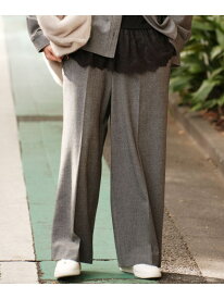 ウールライク柄ワイドパンツ＜低身長サイズあり＞/596039 Elura エルーラ パンツ その他のパンツ グレー ブラウン【送料無料】[Rakuten Fashion]
