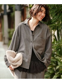 ウールライク柄シャツ/596042 Elura エルーラ トップス シャツ・ブラウス グレー ブラウン【送料無料】[Rakuten Fashion]