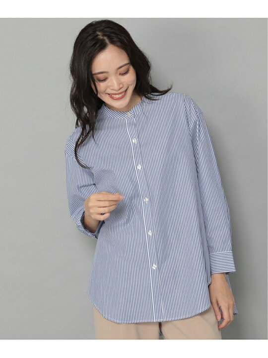 楽天市場】【SALE／40%OFF】バンドカラーストライプSH シャツ ロング 