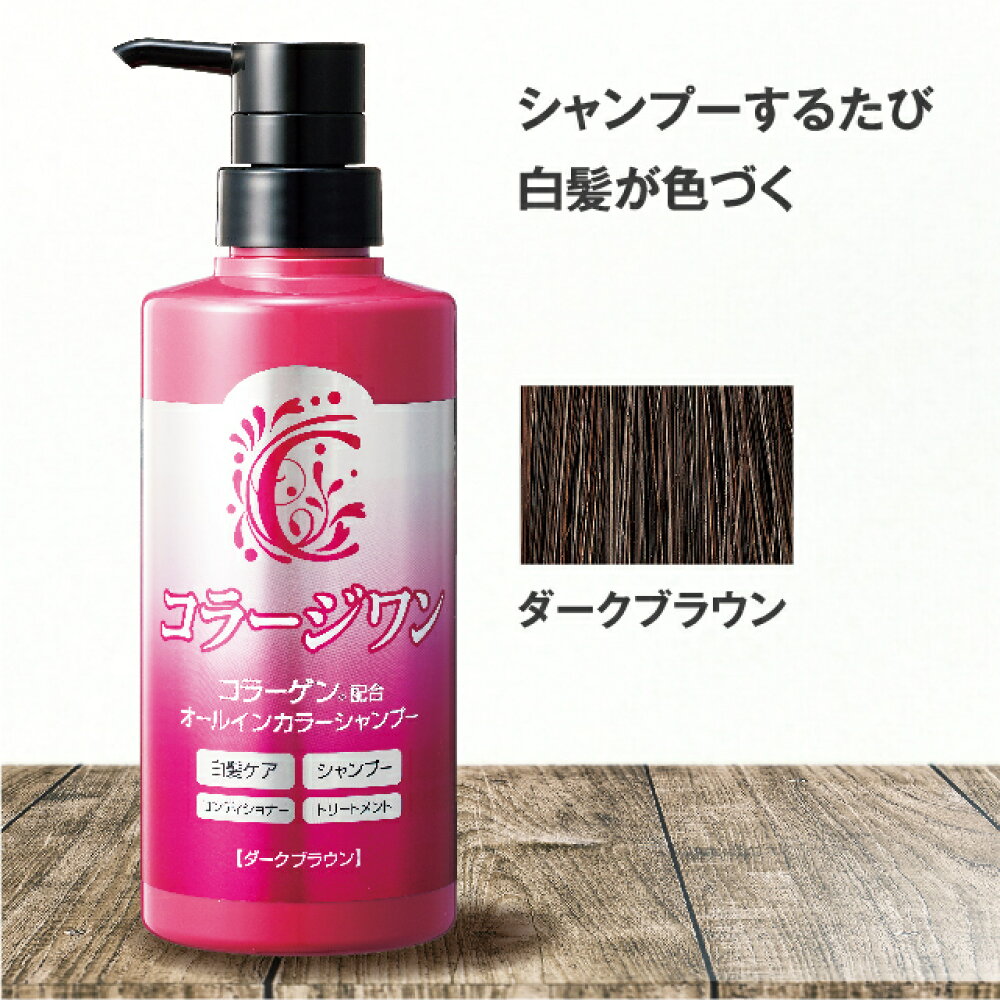 楽天市場 コラージワン オールインカラーシャンプー ダークブラウン 380ml 日本製 白髪染め ダークブラウン カラーシャンプー オールインワンタイプ コラーゲン 男女兼用 無鉱物油 シリコンフリー ジアミン系染料不使用 エルベ プランズ