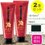 【2個セット 送料無料】 椿木堂 艶めきトリートメントカラー【ナチュラルブラック】 220g【日本製】 白髪…