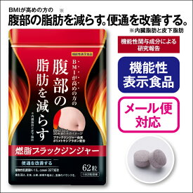 【24日20時～ポイント最大32倍】【機能性表示食品】 燃脂ブラックジンジャー 62粒【日本製】 【単品/2袋セット 送料無料】 ブラックジンジャー由来 ポリメトキシフラボン 植物性乳酸菌 BMI 高め 腹部 内臓 皮下 脂肪 減らす 便通 改善 スリム サポート 健康食品 サプリ