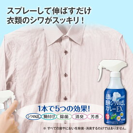 【11日1:59までP最大32倍】【本品/詰替え用/4個セット 送料無料】 洗濯工房 衣類の簡単シワのばしスプレーEX【日本製】 衣類 シワ のばす ニオイ 消える 糊付け 除菌 消臭 芳香 簡単 スプレー スカート パンツ ズボン シャツ カーディガン ブラウス 制服 スーツ