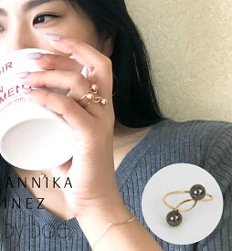 【ファイナルSALE】[BY BOE:ANNIKA INEZ/バイボー]CIRCULAR PEARL DOUBLE RING / 指輪 リング 重ね付け 変形 ワイヤー パール ブラック ピンク ゴールド