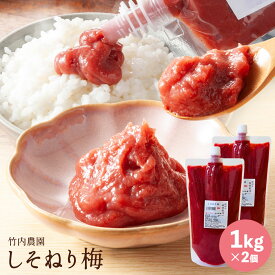 竹内農園 しそねり梅 2kg 1kg×2 チューブ 練り梅 南高梅干し 特栽 うめしそ しそ梅 しそ 紫蘇 シソ 国産 和歌山産 業務用 塩だけ 保存料 無添加 南高梅 南高梅 梅干100% 梅 ペースト 潰した梅干 梅肉 梅にく 塩だけ 塩分濃度 18％ 塩分15以上 酸っぱい