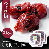 【しょっぱいしそ漬けつぶれ梅】訳あり 竹内農園 つぶれ梅 しそ梅干し 2kg 紀州南高梅 つぶれ梅干し 潰れ…