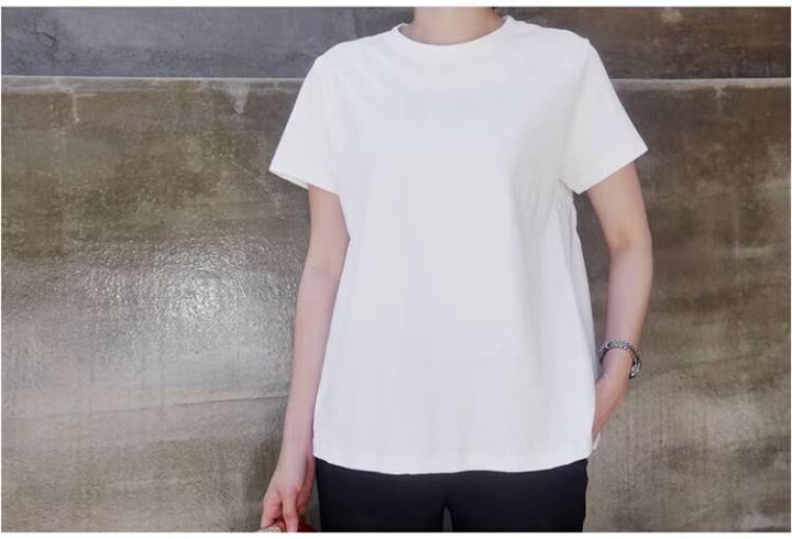 楽天市場】トップス Tシャツ 白シャツ 白トップス 袖あり 半袖 