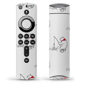 Fire TV Stick 第2世代 リモコン専用スキンシール Amazonビデオ Alexa 全面 フル 背面 正面 液晶 ステッカー ケース 保護シール 人気 015780 シロクマ　釣り　かわいい