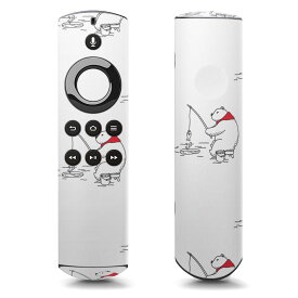 Fire TV Stick 第1世代 リモコン用 全面 スキンシール Amazonビデオ Alexa フル 背面 側面 正面 液晶 ステッカー ケース 保護シール 人気 015780 シロクマ　釣り　かわいい
