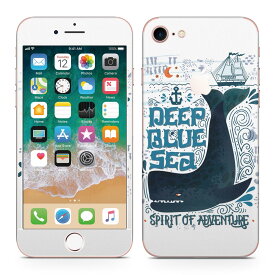 iPhone7 対応 アイフォン 全面スキンシール フル 背面 側面 正面 液晶 スマホケース ステッカー スマホカバー ケース 保護シール スマホ スマートフォン 人気 011912 英字　くじら　海