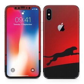 iPhoneX 対応 アイフォン テン 全面スキンシール フル 背面 側面 正面 液晶 スマホケース ステッカー スマホカバー ケース 保護シール スマホ スマートフォン 人気 000067 プーマ　赤　ヒョウ