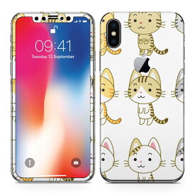 iPhoneX 対応 アイフォン テン 全面スキンシール フル 背面 側面 正面 液晶 スマホケース ステッカー スマホカバー ケース 保護シール スマホ スマートフォン 人気 008860 イラスト　ネコ　猫