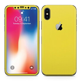 iPhoneX 対応 アイフォン テン 全面スキンシール フル 背面 側面 正面 液晶 スマホケース ステッカー スマホカバー ケース 保護シール スマホ スマートフォン 人気 008966 シンプル　無地　黄色