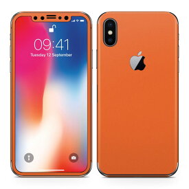 iPhoneX 対応 アイフォン テン 全面スキンシール フル 背面 側面 正面 液晶 スマホケース ステッカー スマホカバー ケース 保護シール スマホ スマートフォン 人気 008973 シンプル　無地　オレンジ