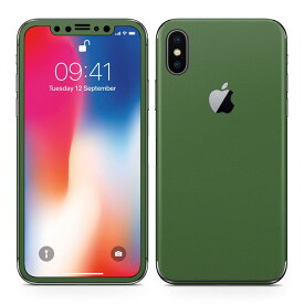 iPhoneX 対応 アイフォン テン 全面スキンシール フル 背面 側面 正面 液晶 スマホケース ステッカー スマホカバー ケース 保護シール スマホ スマートフォン 人気 009013 シンプル　無地　緑