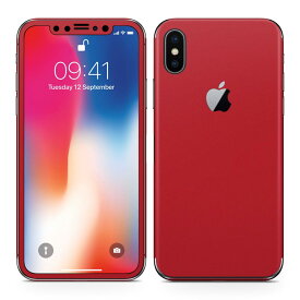 iPhoneX 対応 アイフォン テン 全面スキンシール フル 背面 側面 正面 液晶 スマホケース ステッカー スマホカバー ケース 保護シール スマホ スマートフォン 人気 012229 赤　単色　シンプル
