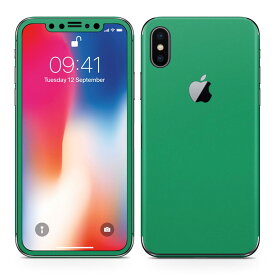 iPhoneX 対応 アイフォン テン 全面スキンシール フル 背面 側面 正面 液晶 スマホケース ステッカー スマホカバー ケース 保護シール スマホ スマートフォン 人気 012239 緑　単色　シンプル