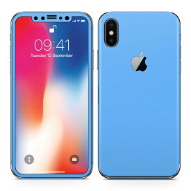 iPhoneX 対応 アイフォン テン 全面スキンシール フル 背面 側面 正面 液晶 スマホケース ステッカー スマホカバー ケース 保護シール スマホ スマートフォン 人気 012242 水色　単色　シンプル