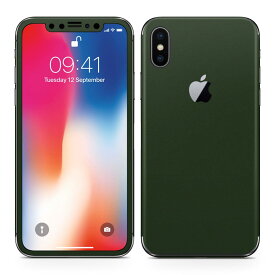 iPhoneX 対応 アイフォン テン 全面スキンシール フル 背面 側面 正面 液晶 スマホケース ステッカー スマホカバー ケース 保護シール スマホ スマートフォン 人気 012244 緑　単色　シンプル