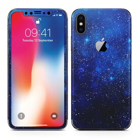 iPhoneX 対応 アイフォン テン 全面スキンシール フル 背面 側面 正面 液晶 スマホケース ステッカー スマホカバー ケース 保護シール スマホ スマートフォン 人気 012483 空　夜空　星