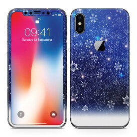 iPhoneX 対応 アイフォン テン 全面スキンシール フル 背面 側面 正面 液晶 スマホケース ステッカー スマホカバー ケース 保護シール スマホ スマートフォン 人気 012824 空　夜空　雪