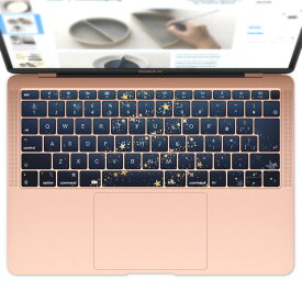 キーボード用スキンシール MacBook Air 13inch 2018 専用 キートップ ステッカー A1932 Apple マックブック エア ノートパソコン アクセサリー 保護 005113 ツリー　星　黒