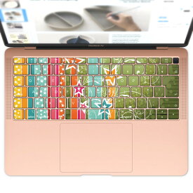 キーボード用スキンシール MacBook Air 13inch 2018 専用 キートップ ステッカー A1932 Apple マックブック エア ノートパソコン アクセサリー 保護 005323 星　虹　カラフル