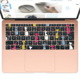 キーボード用スキンシール MacBook Air 13inch 2018 専用 キートップ ステッカー A1932 Apple マックブック エア ノートパソコン アクセサリー 保護 007749 カラフル　猫　ねこ　模様