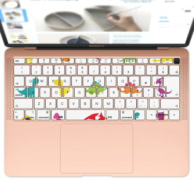 キーボード用スキンシール MacBook Air 13inch 2018 専用 キートップ ステッカー A1932 Apple マックブック エア ノートパソコン アクセサリー 保護 009985 恐竜　こども　カラフル