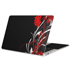 MacBook 用スキンシール マックブック 13インチ 14インチ 15インチ 16インチ Mac Book Pro Air 各種対応 ノートパソコン カバー ケース フィルム ステッカー アクセサリー 保護 007545 クール 花　フラワー　赤　レッド