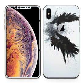 igsticker iPhone Xs Max iphonexsmax 対応 apple アップル アイフォン アイフォーン 全面スキンシール フル 背面 側面 正面 液晶 スマホケース ステッカー スマホカバー ケース 保護シール スマホ スマートフォン 人気 007919 インク　ペンキ　黒　ブラック　羽根