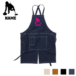 カーリング2 名入れエプロン ウォッシュキャンバス ツイルエプロン クロスタイプ ワークエプロン デニム インディゴ キャメル ブラック ナチュラル カフェエプロン 飲食店 喫茶店 作業用 母
