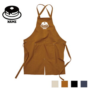 ホットケーキ 名入れエプロン ウォッシュキャンバス ツイルエプロン クロスタイプ ワークエプロン デニム インディゴ キャメル ブラック ナチュラル カフェエプロン pancake、パンケーキ 飲