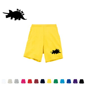 「トリケラトプス」 名入れスウェットハーフパンツ ワンポイント 普段着 部屋着 運動着スポーツ ダンス ジム フィットネス ショートパンツ 短パン 半ズボン コットン 綿100% スウェット