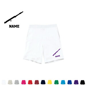 フルート 名入れスウェットハーフパンツ ワンポイント ダンス ジム フィットネス ショートパンツ 短パン 半ズボン コットン 綿100% 吹奏楽 楽器 バンド 楽団 クラシック オーケストラ プレ