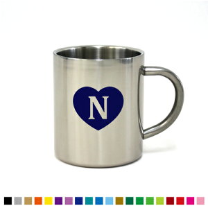 「イニシャルハート」名入れステンレスマグカップ(小) 真空二重構造 サーモ サーモマグ サーモステンレス 保冷性 保温性 断熱 コーヒーカップ 湯飲み プレゼント グッズ【イニシャル】