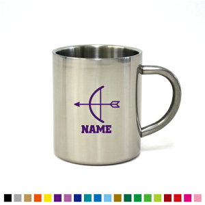 アーチェリー2 名入れステンレスマグカップ(小) 真空二重構造 サーモ サーモマグ サーモステンレス 保冷性 保温性 断熱 コーヒーカップ 湯飲み シルエット 選べるカラー【cb】弓 的 射