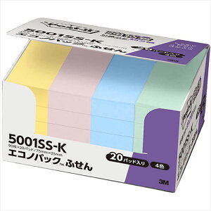 3M Post-it �|�X�g�C�b�g �G�R�m�p�b�N���S���t� �p�X�e���J���[4�F 3M-5001SS-K