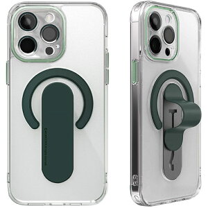 momo stick �����X�e�B�b�N Mag Grip �����Y�K�[�h��̌^�N���A�P�[�X for iPhone 15 Pro Max �_�[�N�O���[�� MMS25327i15PM