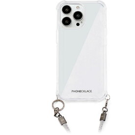 PHONECKLACE フォンネックレス ロープショルダーストラップ付きクリアケース for iPhone 15 Pro　グレー PN25576i15PR