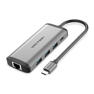 VENTION @\ PDhbLOXe[V USB-C to HDMI/USB3.0*3/RJ45/TF/SD 0.15M ^^Cv O[ CN-8085