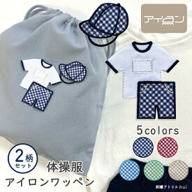 ワッペン アイロン オリジナル【体操着 ワッペン 2柄 セット】チェック 体操服入れ 体操服袋 体操着入れ 体操着袋 体操服 紅白帽子 巾着 バッグ 体育 男の子 女の子 入園 入学 準備 北欧 ワッペン専門店