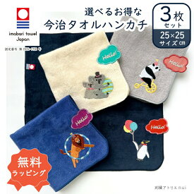 選べる 今治タオル 3枚 セット【動物 今治タオル ハンカチ 3枚】雑貨 刺繍 刺しゅう プレゼント プチギフト 出産祝い かわいい おしゃれ 入園 入学 準備 ライオン 保育園 幼稚園ライオン ペンギン コアラ パンダ