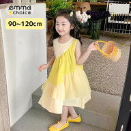 女の子 シフォンフレアワンピース 夏服 韓国子供服 ガーリー ナチュラル 90〜140cm