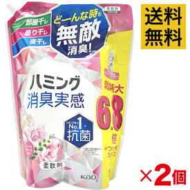 【送料無料・2個セット】ハミング消臭実感 ローズ＆フローラルの香り 6.8倍 2600ml 柔軟剤 詰替 超特大【まとめ買い】