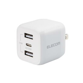 エレコム MPA-ACCP4032WH キューブAC充電器（USB-C 1ポート/USB-A 2ポート）32W ホワイト
