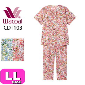 ワコール wacoal CDT103 リラックス＆スリープ グランダー パジャマ ルームウェア 5分袖 長ズボン 10分丈 前開きタイプ LLサイズ 春 夏 PW 母の日 プレゼント ラッピング ギフト