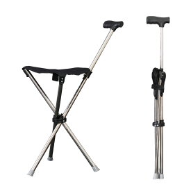 ＼P5+300円クーポン!楽天イーグルス感謝祭限定／ステッキチェア 軽量 折りたたみ イス 杖 三脚 ステッキ 椅子 3本脚 休憩 女性 介護 座れる杖 座れるステッキ 歩行補助 軽量 コンパクト 腰痛 旅行 アウトドア 釣り