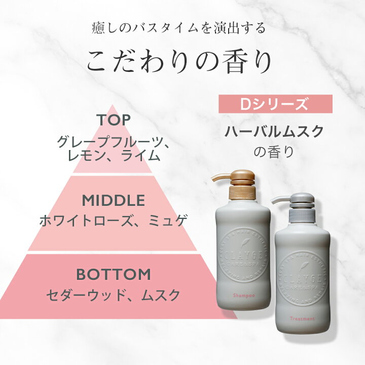 楽天市場 セット シャンプー トリートメント 各500ml ポンプ ボトル セット ノンシリコンシャンプー アミノ酸シャンプー Clayge クレージュ クレイ 泥 くせ毛 オーガニック 精油 うねり アロマ ムスク ラベンダー カモミール ベルガモット 美くるくる
